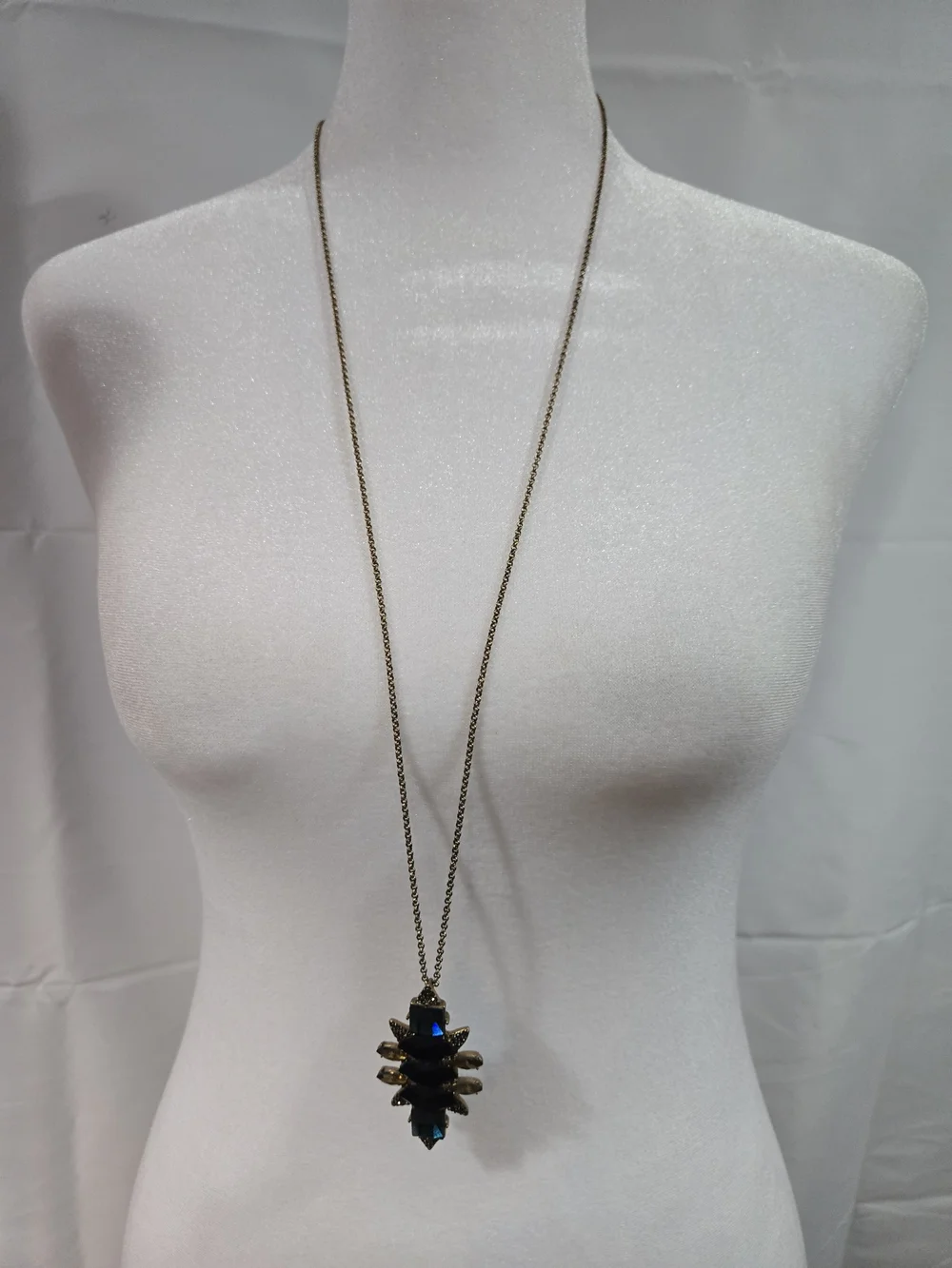 J. Crew Vintage Teal, Black & Yellow Statement Pendant Necklace